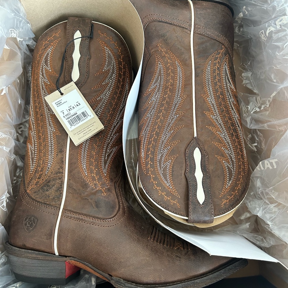 Ariat Brown Leather Western Cowgirl Boots XToe 11” Shaft Style:Tailgate - Picture 11 of 12